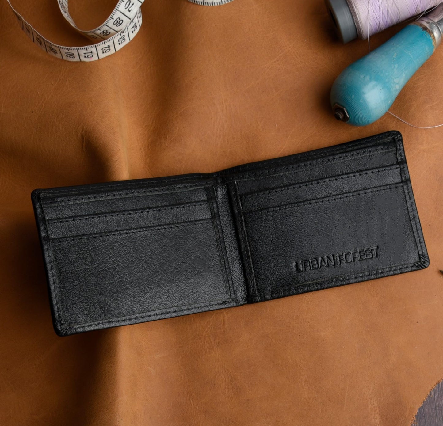 URBAN FOREST Fred Aniline Black Leather Wallet for Men