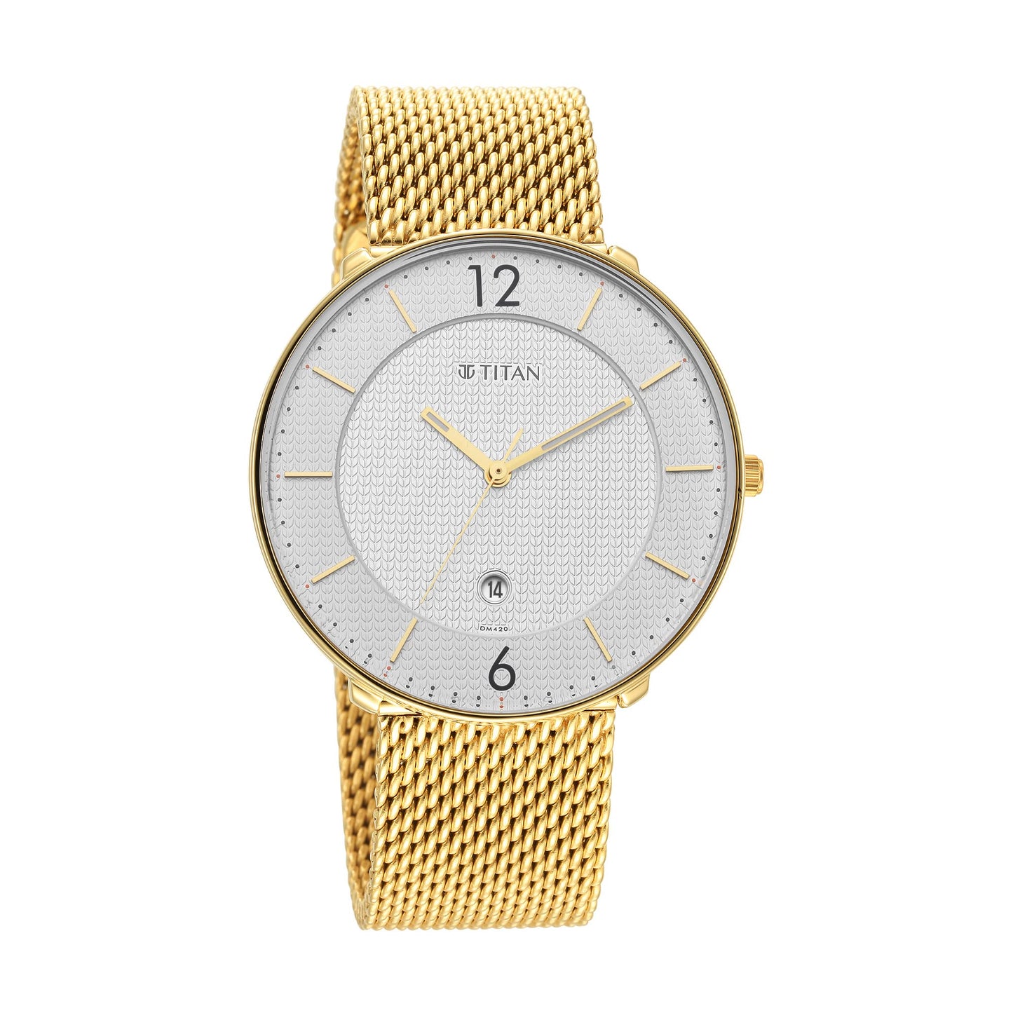 Titan Black and Gold Quartz Analog with Date Silver Dial Stainless Steel Strap Watch for Men-NS1849YM01/NT1849YM01