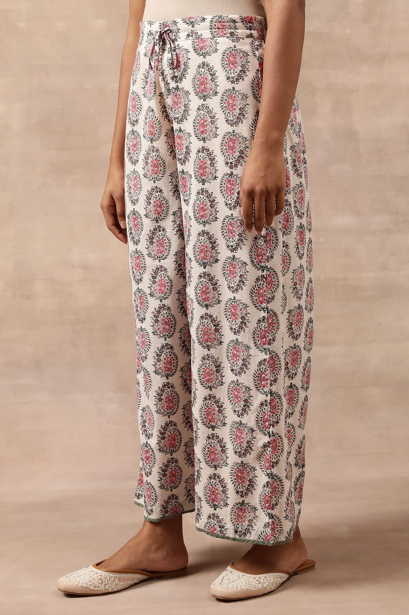 Folksong Pure Cotton Strechable Parallel Pants for Women | Pure Cotton Parallel Pants for Women | Trousers for Women | W for Woman
