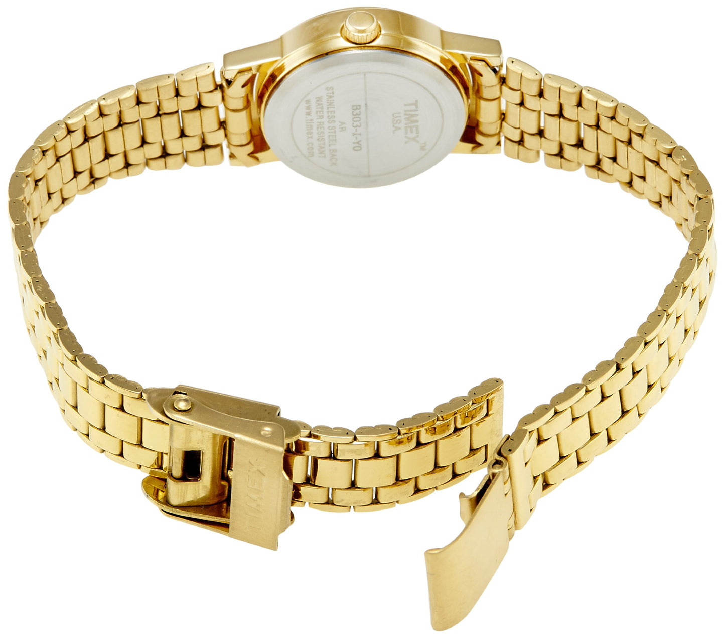 TIMEX Classics Analog Watch for Women with White Round Dial & Gold Stainless Steel Bracelet Band Water Resistant Women's Wrist Watches - B303