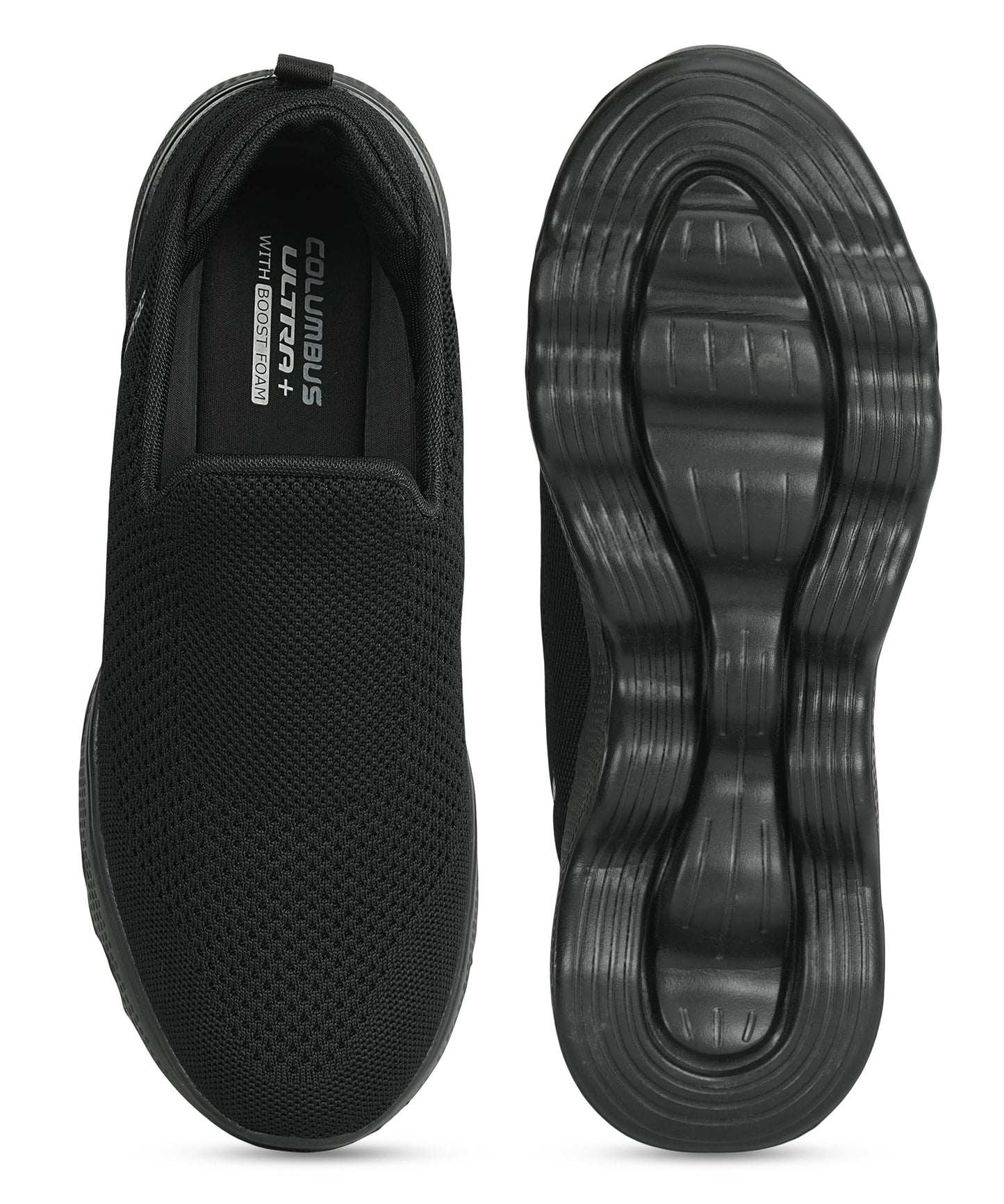 Columbus MASSAGER-01 Sports Shoes - Running Shoes|Walking Shoes| Training & Gym Shoe | Outdoors Shoe for Men (Black & Silver),UK-7
