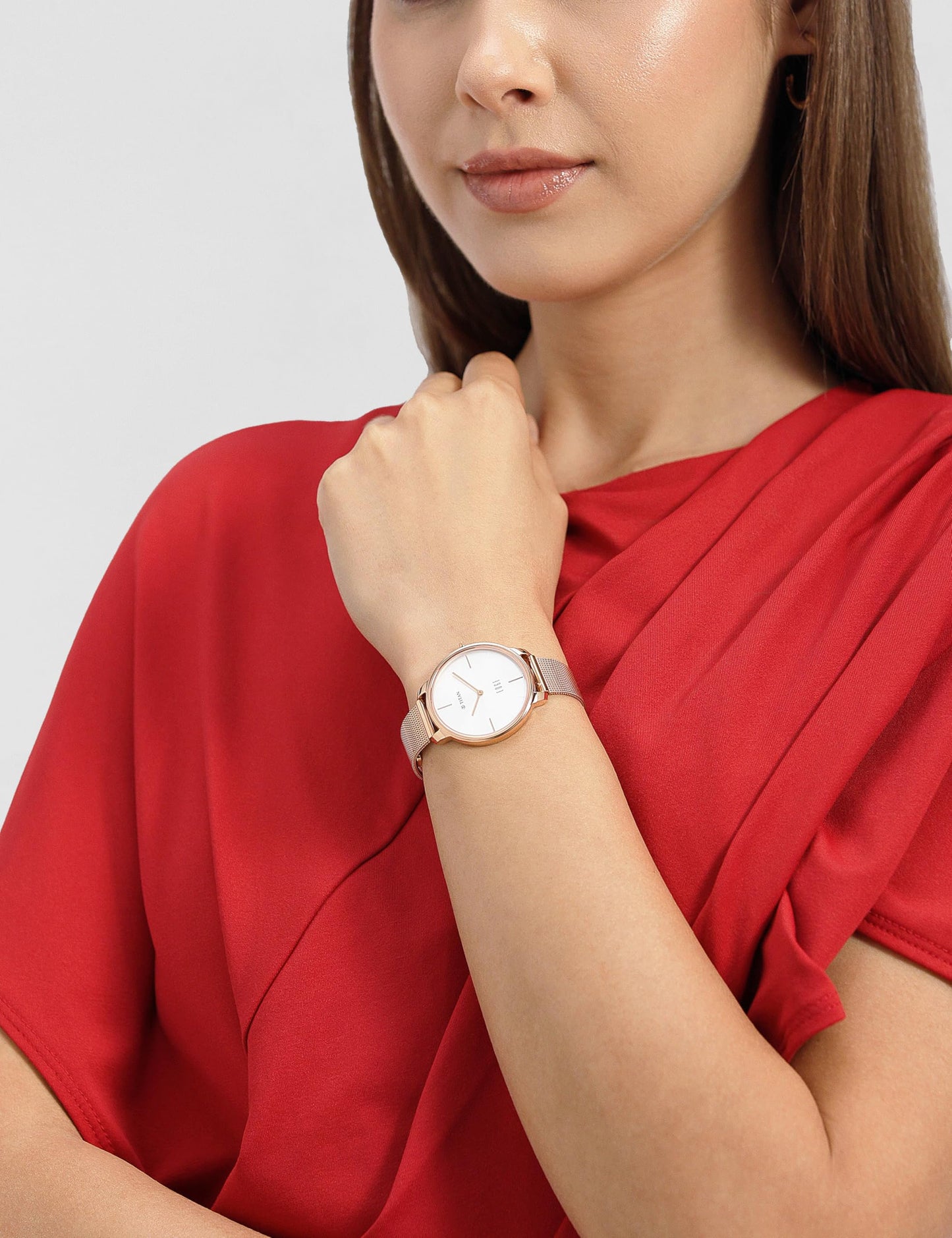 EDGE Titan Women Silver Rose Gold Quartz Analog Dial Stainless Steel Strap Watch - NT2654WM01