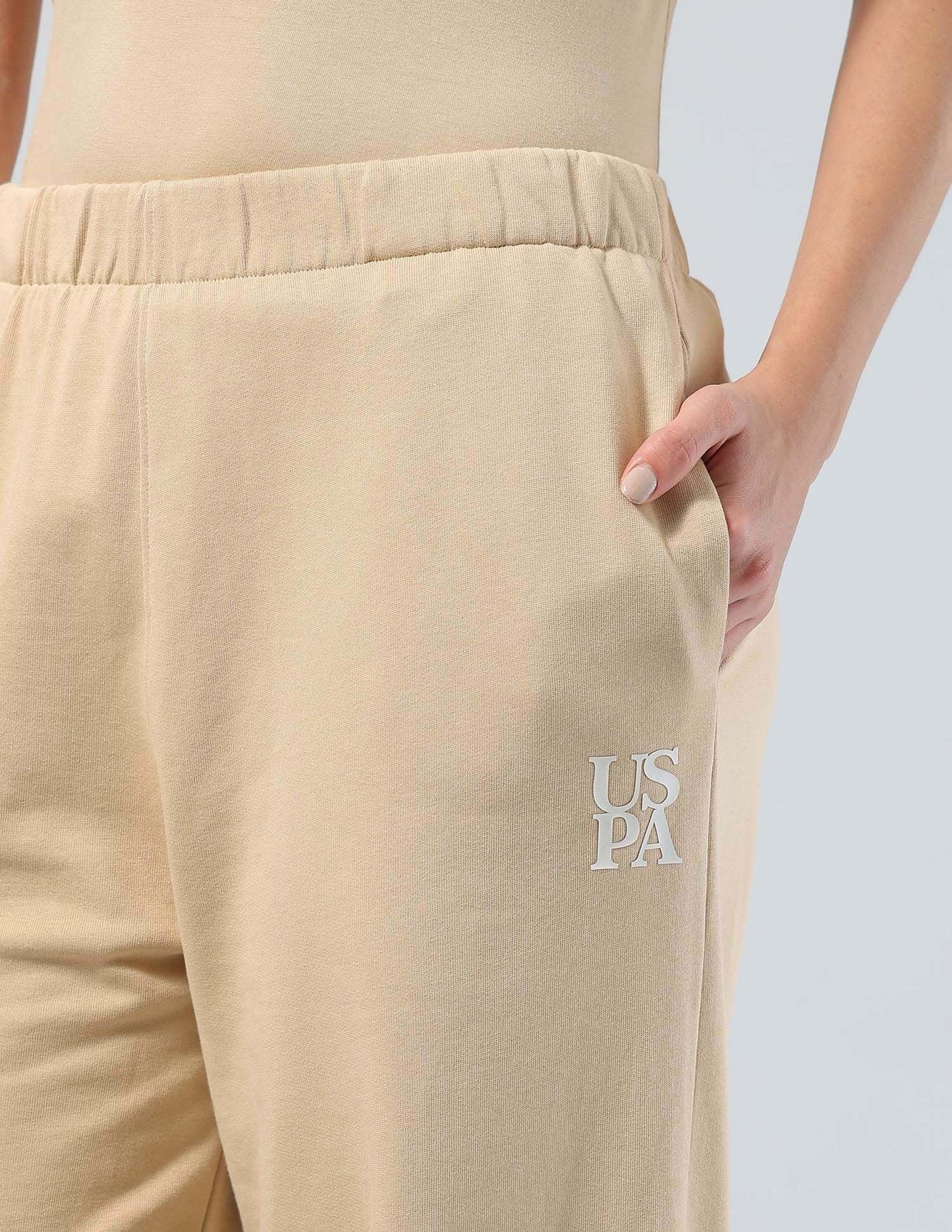 U.S. Polo ASSN. Mid Rise Barrel Fit Lounge Trousers (UWAW25TRO163_Beige_30)