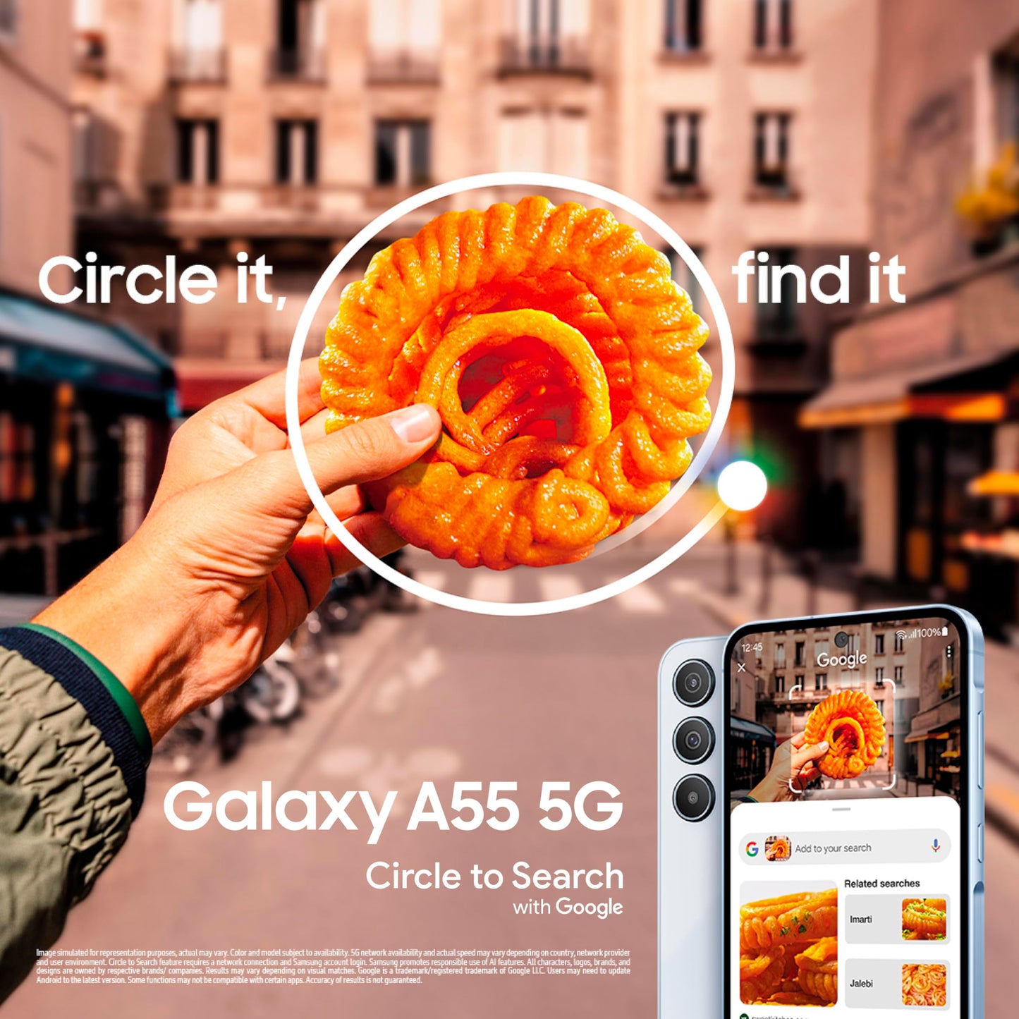 Samsung Galaxy A55 5G (Awesome Iceblue, 8GB RAM, 128GB Storage) | Metal Frame | 50 MP Main Camera (OIS) | Nightography | IP67 | Corning Gorilla Glass Victus+ | sAMOLED with Vision Booster
