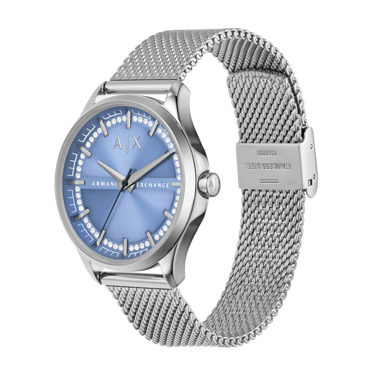 Armani Exchange Stainless Steel Analog Blue Dial Women's Watch-Ax5275, Band Color:Silver