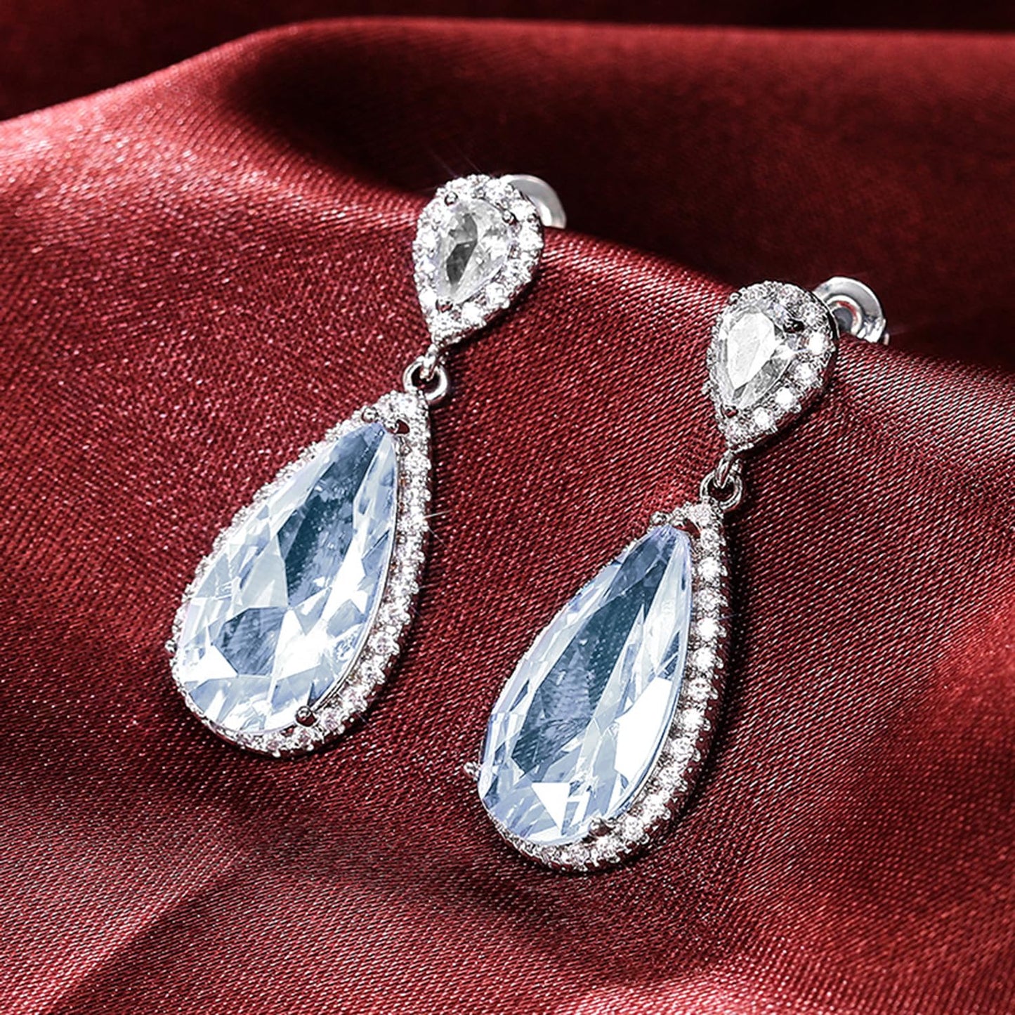 Peora American Diamond Studded Silver Plated Drop & Dangle Earrings Fashion Wear Stylish Jewellery Gift for Girls & Women