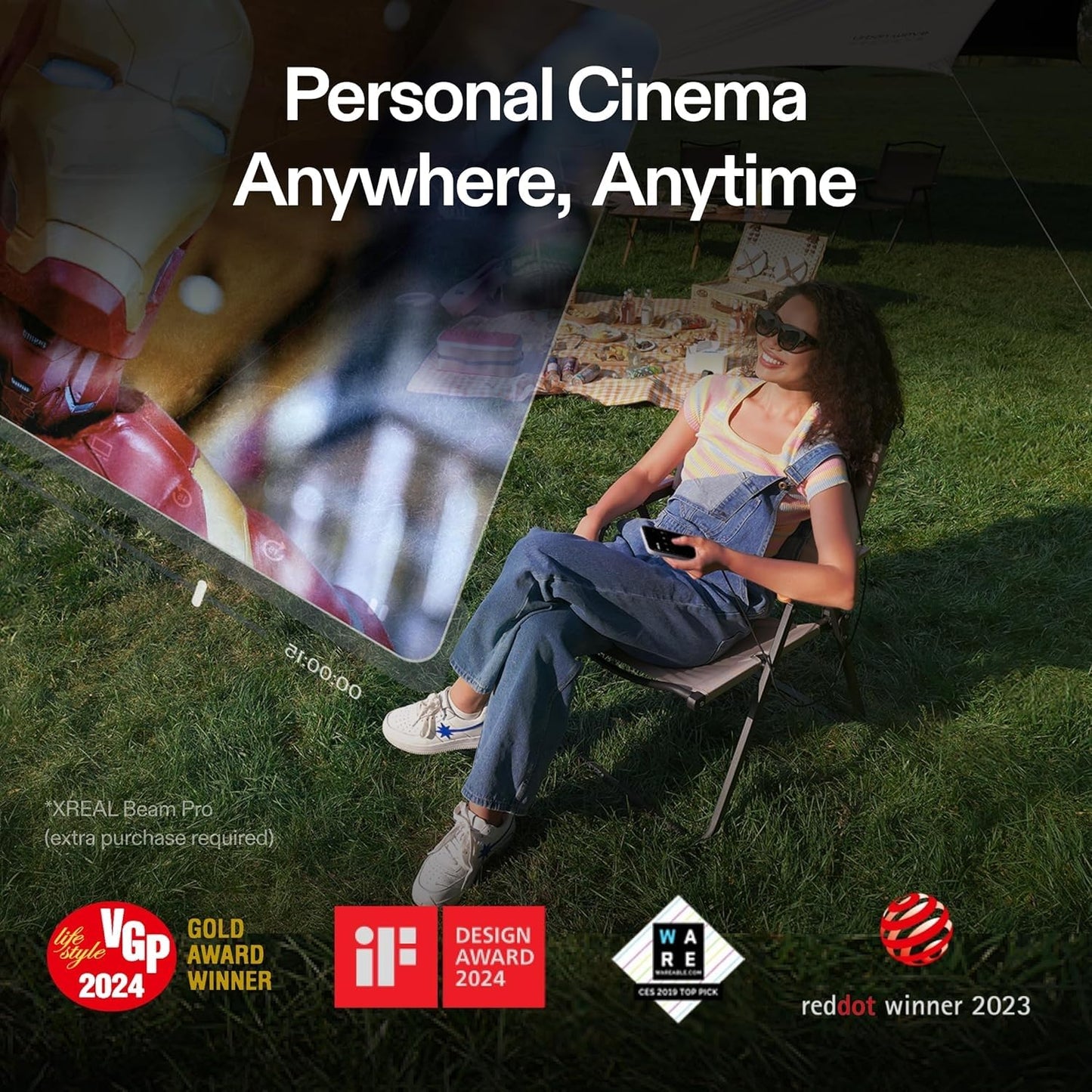 XREAL Air 2 Pro AR Glasses|46° Fov, 130" 120Hz HD Display, True Colors, Cinematic Sound, All-Day Comfort. Pairs Beam Pro. Compatible with iPhone 15, Steam Deck, ROG, Mac, PC, Android & iOS, Black