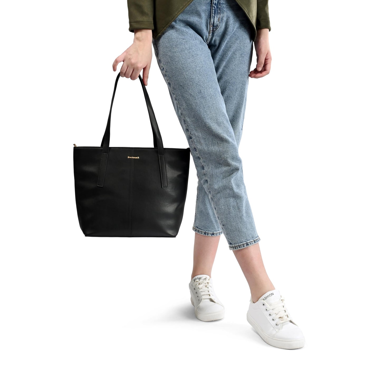 Fastrack Urban Chic Tote | Faux-Leather Women's Handbags | Tote For Casual Carry,black