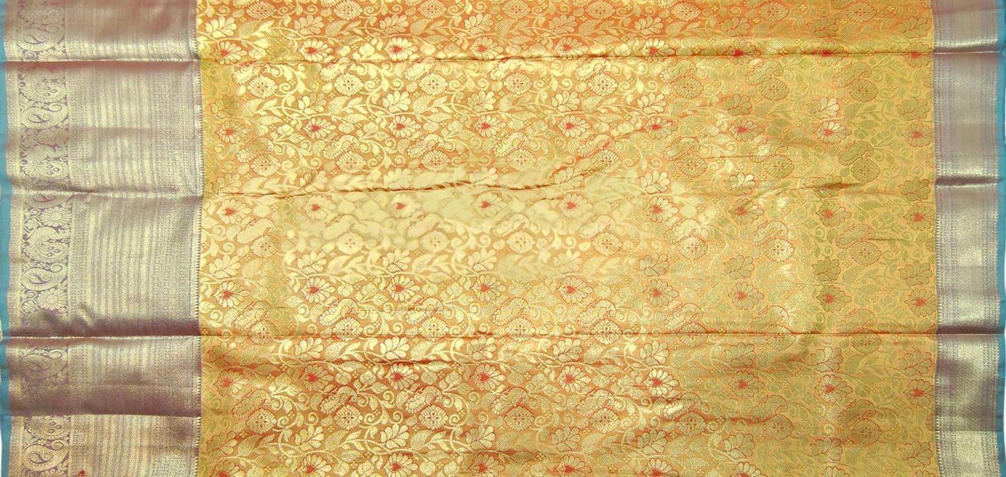 VFCollections Women's Kanchipuram Silk Pure Pattu Sarees With Blouse (VFC482-1)