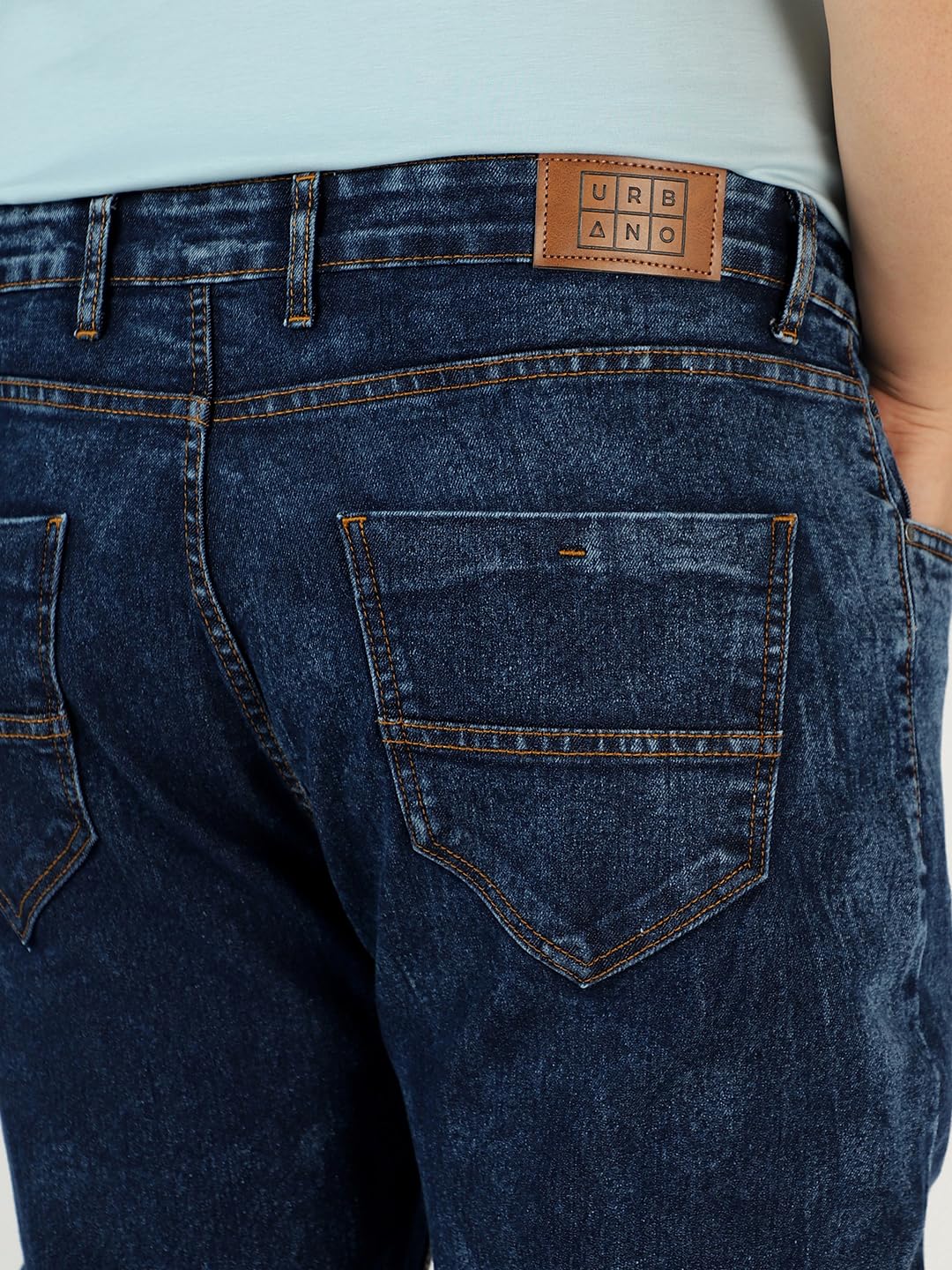 Urbano Plus Men's Dark Blue Regular Fit Washed Jeans Stretchable (plusavtowlregp-dblue-38)