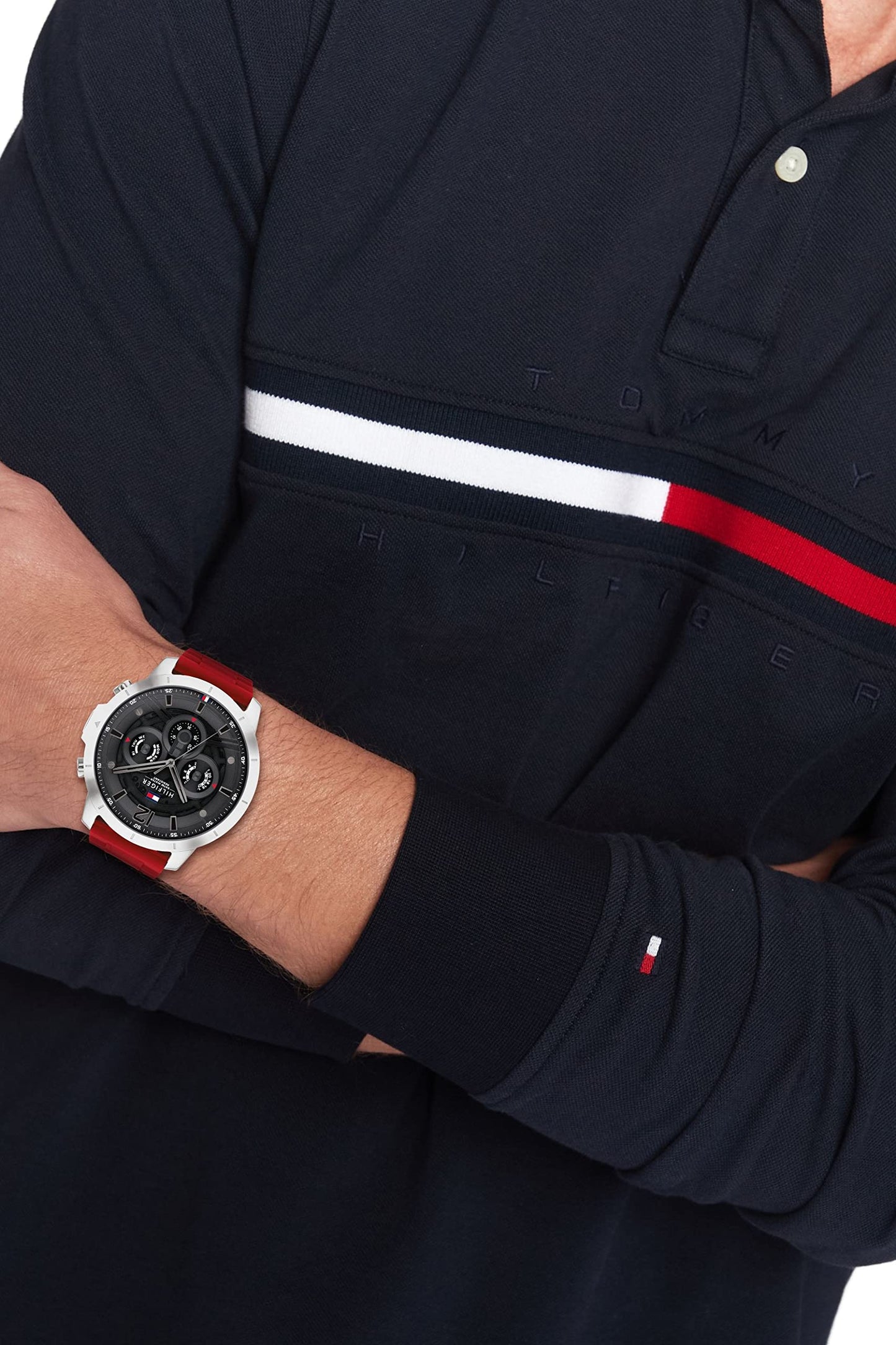 Tommy Hilfiger Quartz Multifunction Grey Dial Silicone Strap Watch for Men-NETH1710490