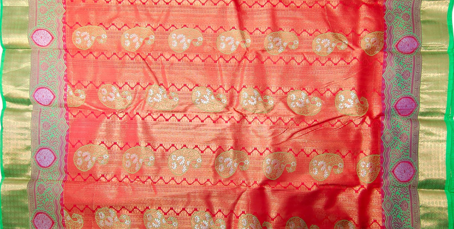 VFCollections Women's Kanchipuram Silk Pure Pattu Sarees With Blouse (VFC521-1)