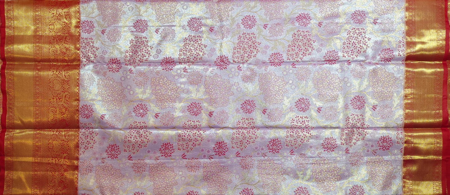 VFCollections Women's Kanchipuram Silk Pure Pattu Sarees With Blouse (VFC644-3), Multicolour