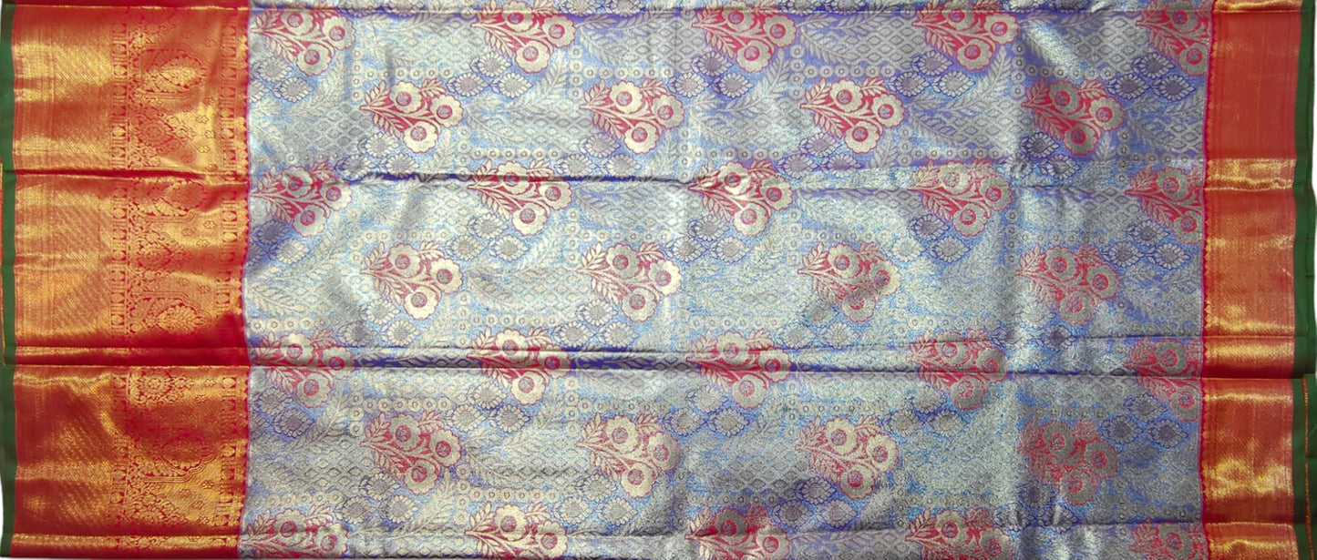 VFCollections Women's Kanchipuram Silk Pure Pattu Sarees With Blouse (VFC525-1)