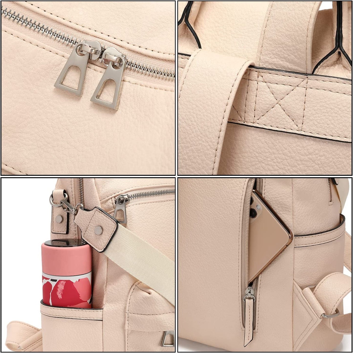 MomsyStore Leatherette Backpacks For Girls and Women For Daily Travel And Offices (CreamL)