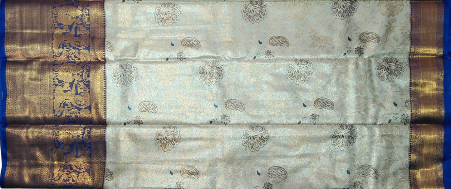 VFCollections Women's Kanchipuram Silk Pure Pattu Sarees With Blouse (VFC635-1)