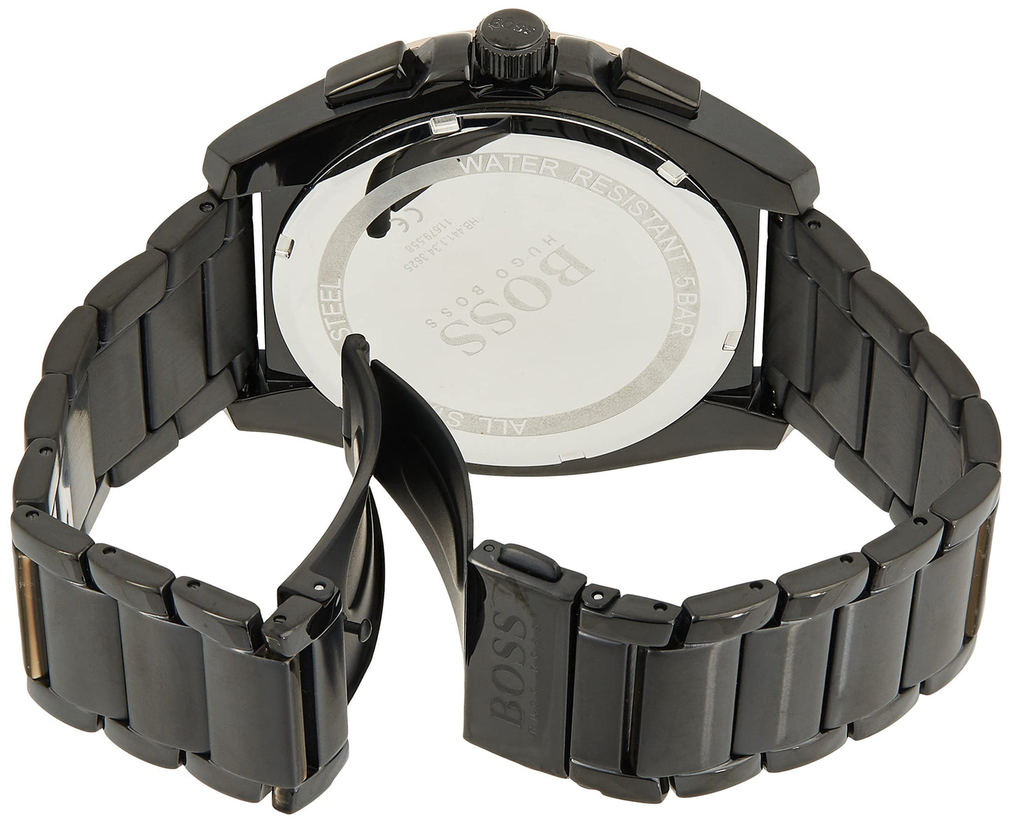 BOSS Mens Hugo Stainless Steel Grandmaster Analog Black Dial Watch-1513885