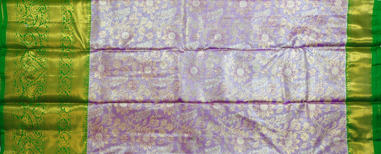 VFCollections Women's Kanchipuram Silk Pure Pattu Sarees With Blouse (VFC548-3)