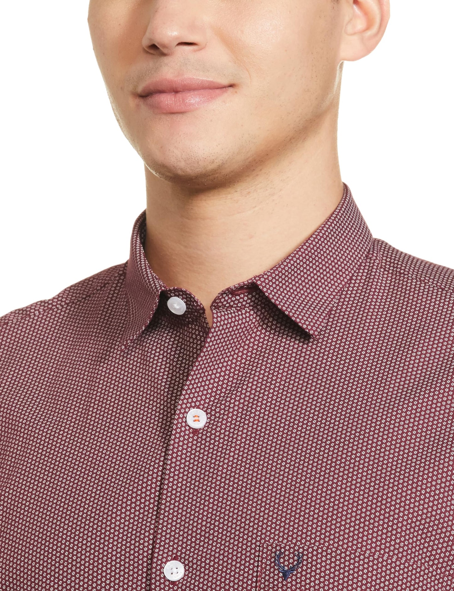 Allen Solly Men's Solid Regular Fit Shirt (ASSFQSPF040600_Maroon 42)