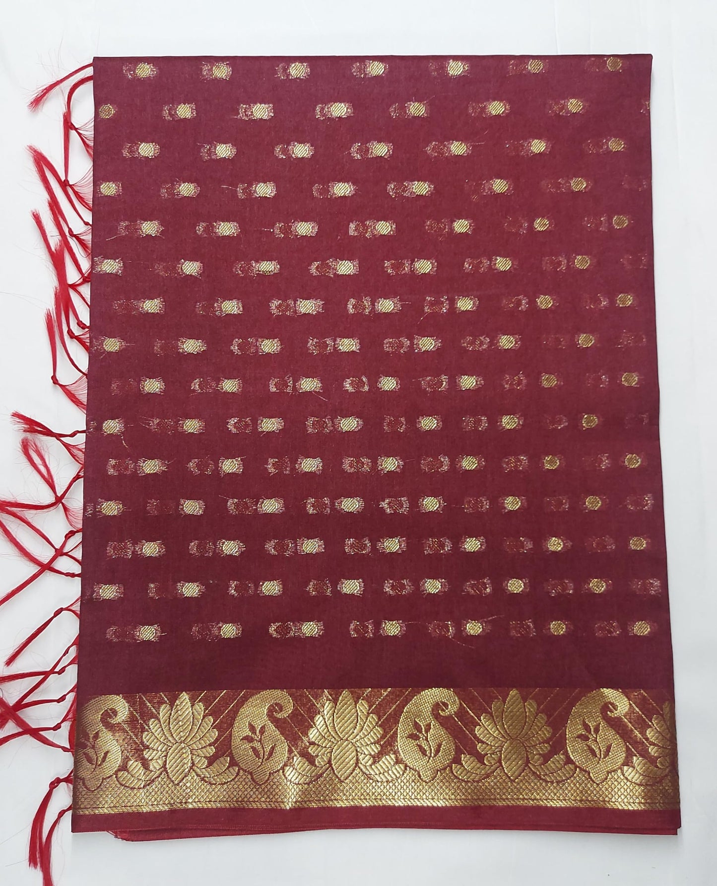 The SDF India Women's Self Design Chanderi Dupatta (Chunri-2.4m_Maroon_2.4)