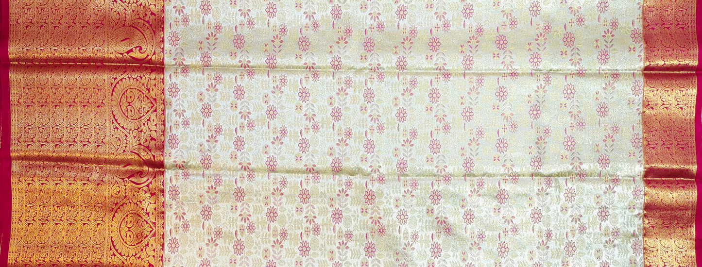 VFCollections Women's Kanchipuram Silk Pure Pattu Sarees With Blouse (VFC519-3)