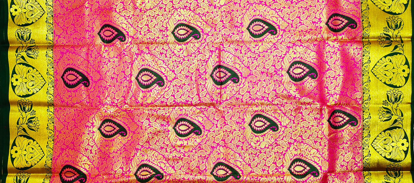 VFCollections Women's Kanchipuram Silk Pure Pattu Sarees With Blouse (VFC112-3)