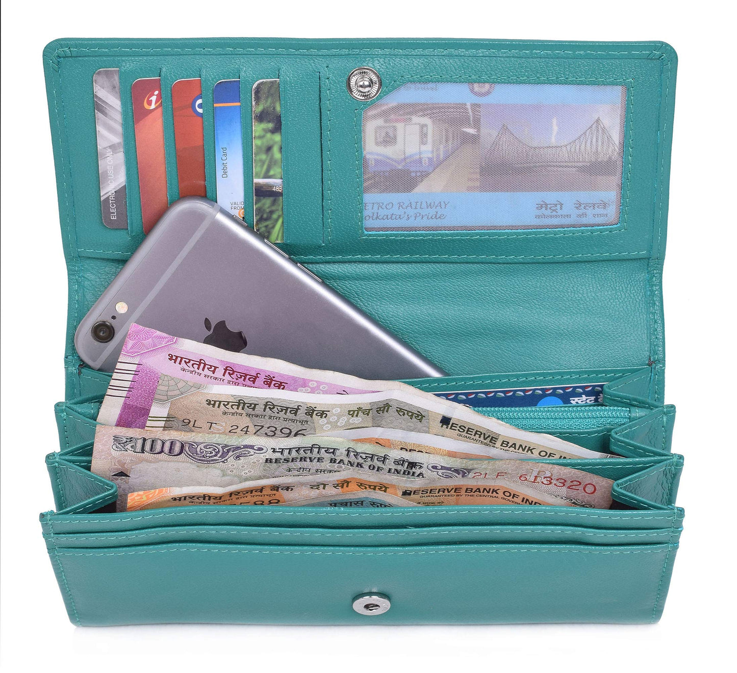 URBAN FOREST Natalie Light Blue Womens Leather Wallet