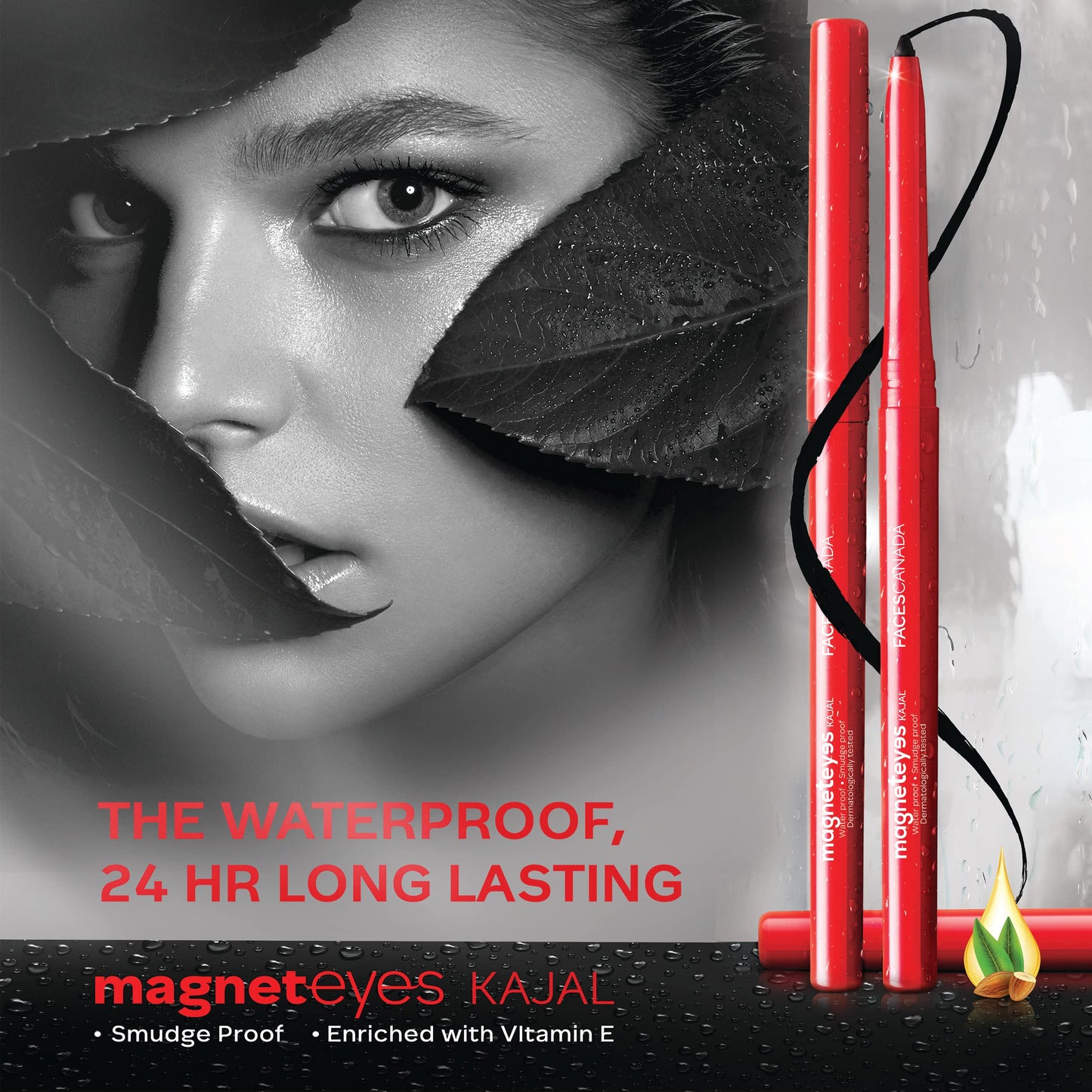 FACESCANADA Magneteyes Kajal Stick- Black, 0.35G | 24 Hr Long Stay | One Stroke Smooth Glide | Waterproof, Smudgeproof & Fadeproof | Deep Matte Finish | Enriched With Almond Oil&Vitamin E(Pack Of 3)