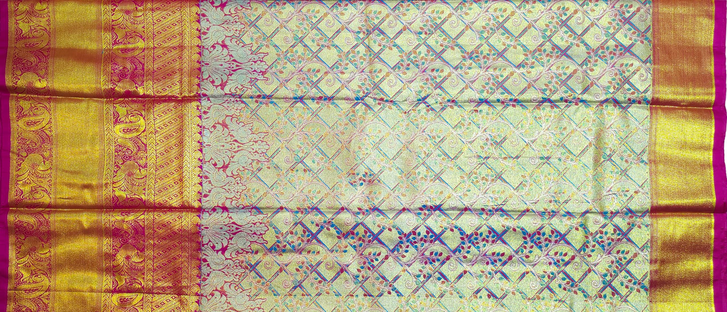 VFCollections Women's Kanchipuram Silk Pure Pattu Sarees With Blouse (VFC534-1)