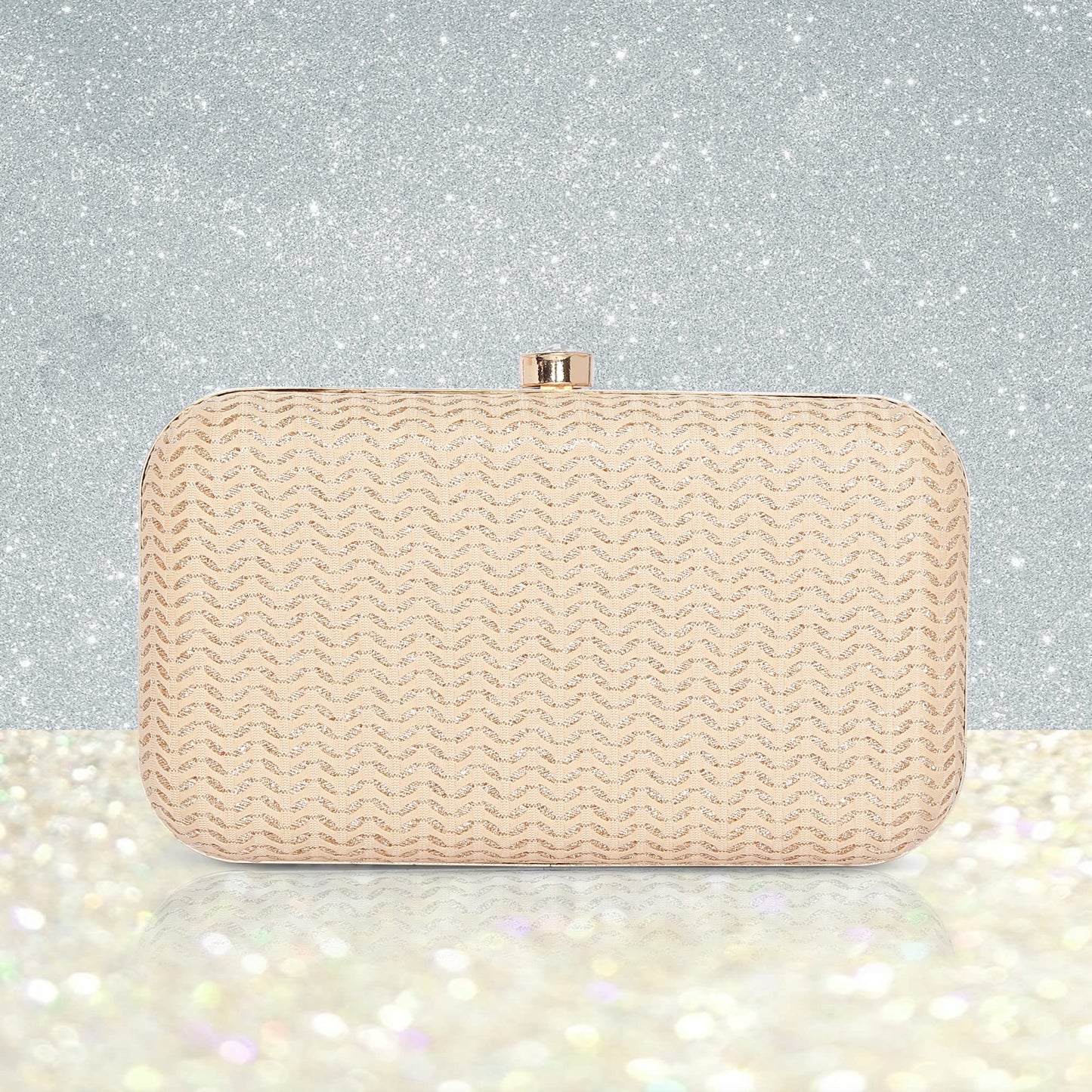 Lavie Women's Sparkle Framed Clutch Gold Metallic Ladies Purse Handbag