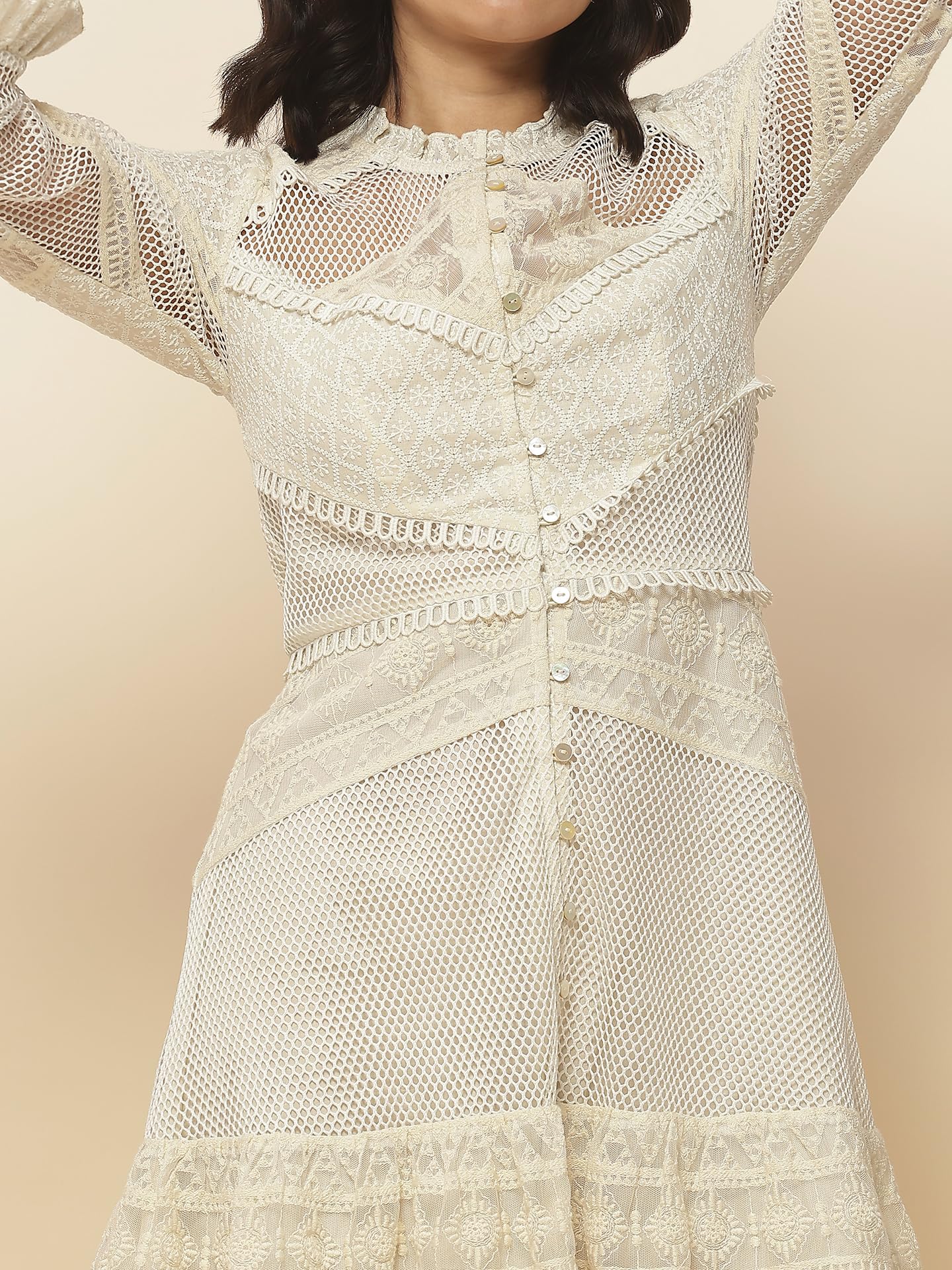 Label RITU KUMAR White Embroidered Dress