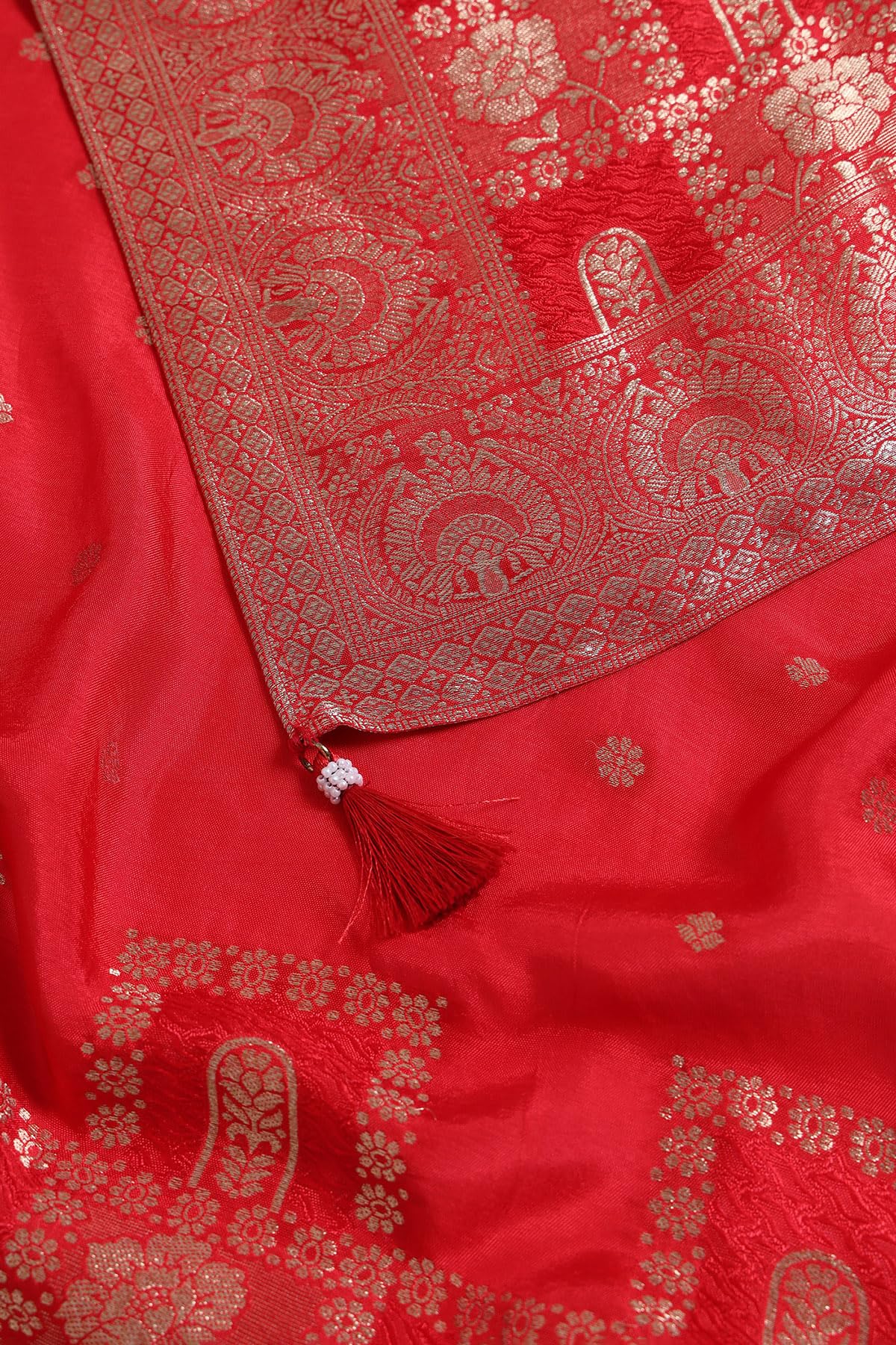Soch Womens Red Viscose Blend Ethnic Motifs Salwar Suit With Zari