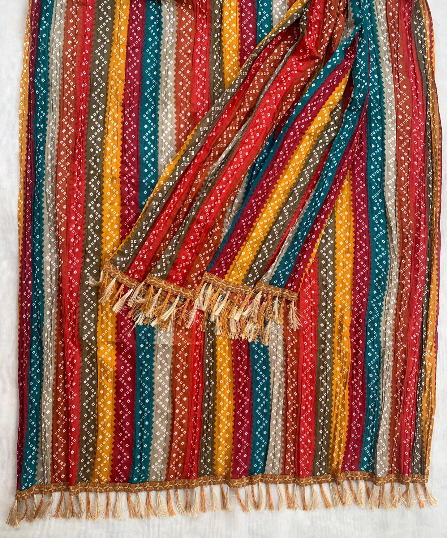 AKSHADEEP Women's Cotton Blend Bandhani Print Nude Dupatta with 2.20 Meters | Women’s cotton printed dupatta with tassels -Bandhani-16