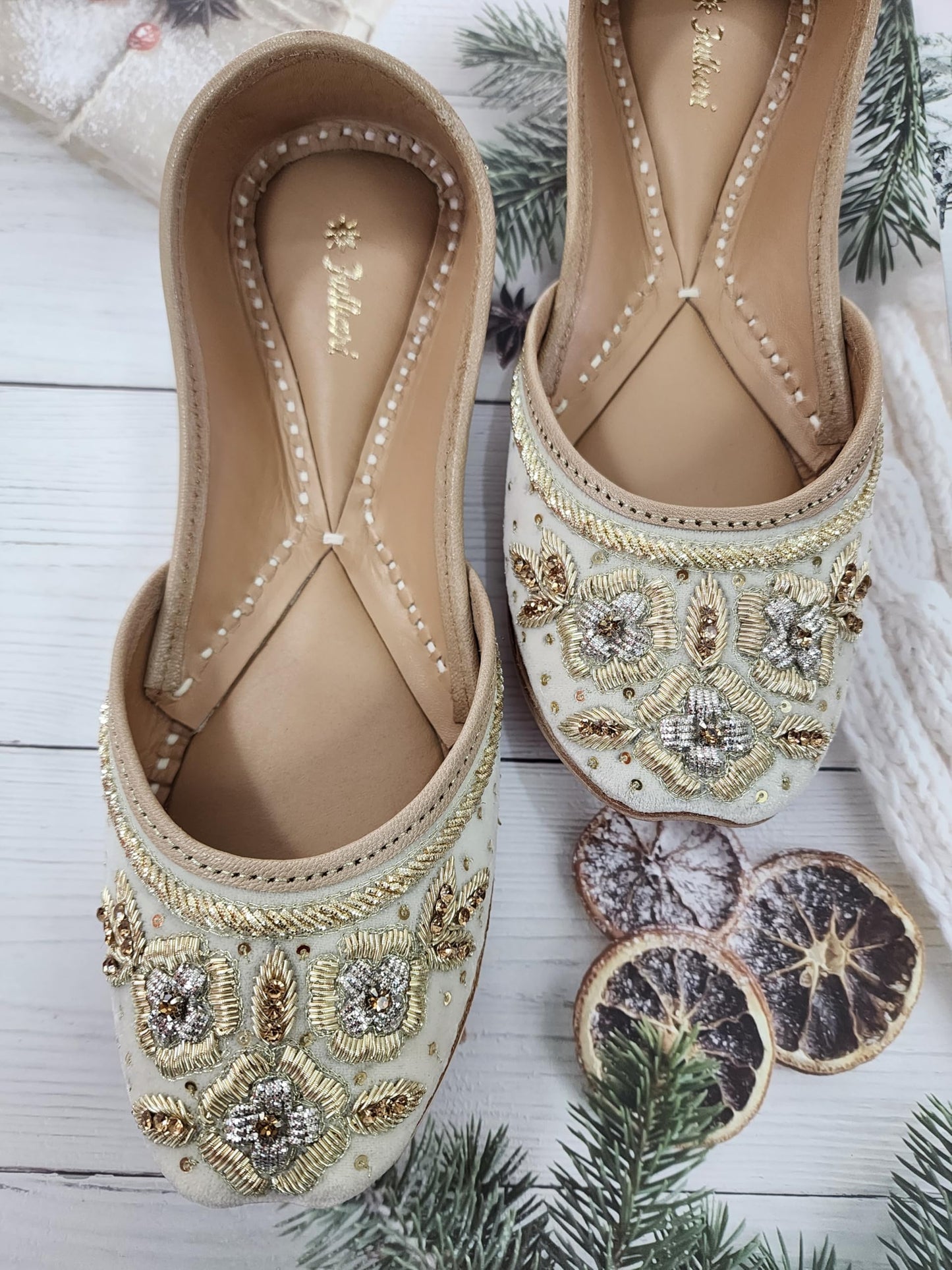 Fulkari Formal Shoes for Women – Elegant & Comfortable Office Wear, Stylish Leather Finish, Cushioned Insole, Ideal for Work, Business Meetings & Formal Events (Beige Gold,Size-7)