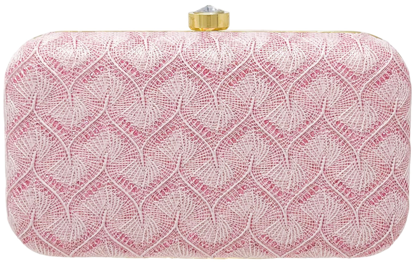 AILTINO Women's Oval Frame Clutch | Detachable Sling Chain | Ladies Party Wedding Purse Bag (Taj Pink)