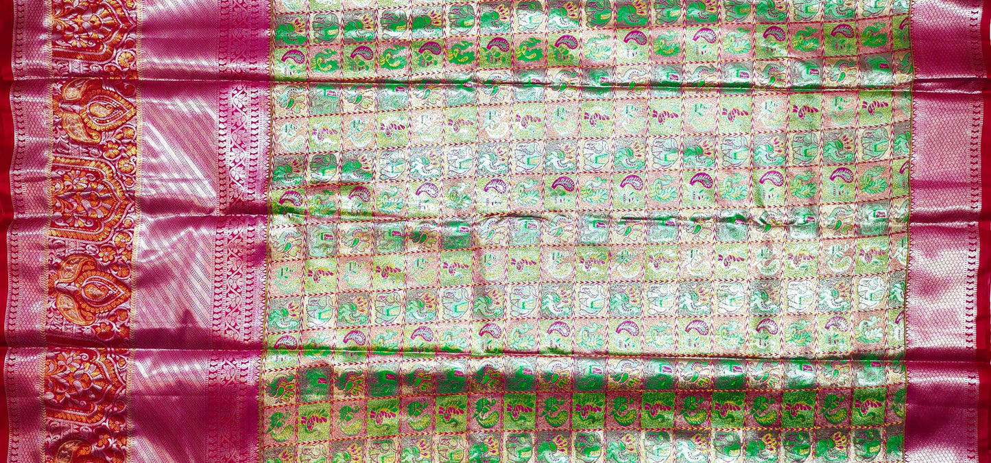 VFCollections Women's Kanchipuram Silk Pure Pattu Sarees With Blouse (VFC548-1)