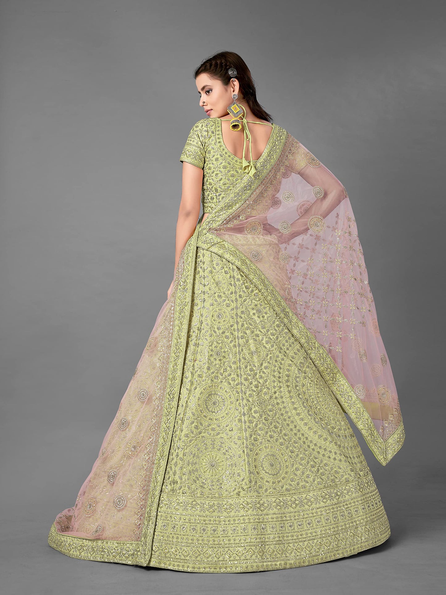 FUSIONIC glamorous green colored heavy Zari worked lehenga choli For Women