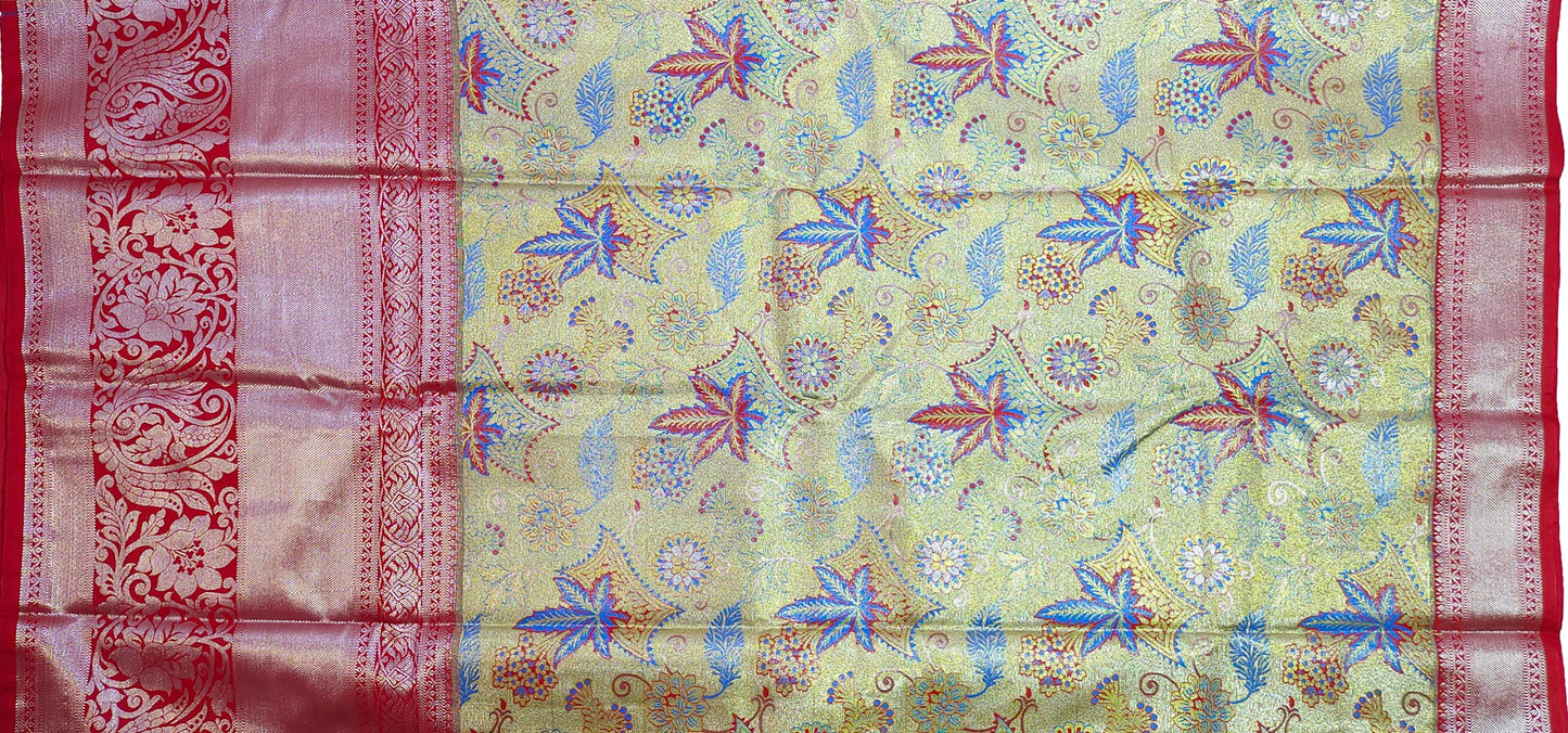 VFCollections Women's Kanchipuram Silk Pure Pattu Sarees With Blouse (VFC576-1)