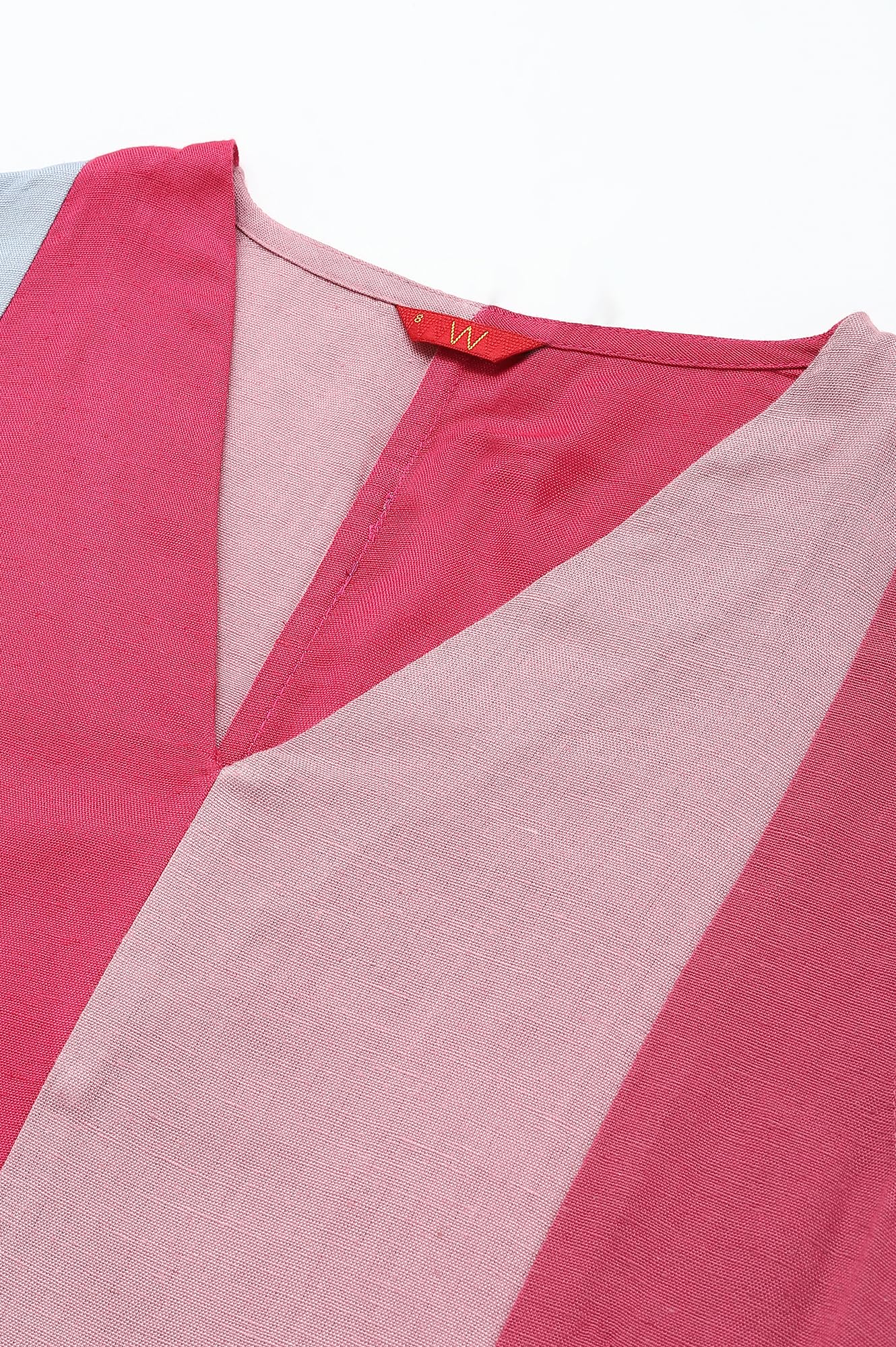 W for Woman Women's Rayon Bright Multicoloured Colour Block Sleeveless Dress Calf Length 22AUW17870-217307_Multicolored