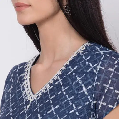 BIBA WOMEN PRINTED NARROW SALWAR KURTA DUPATTA(SKDASSORTED6519E_BLUE_40) SaumyasStore