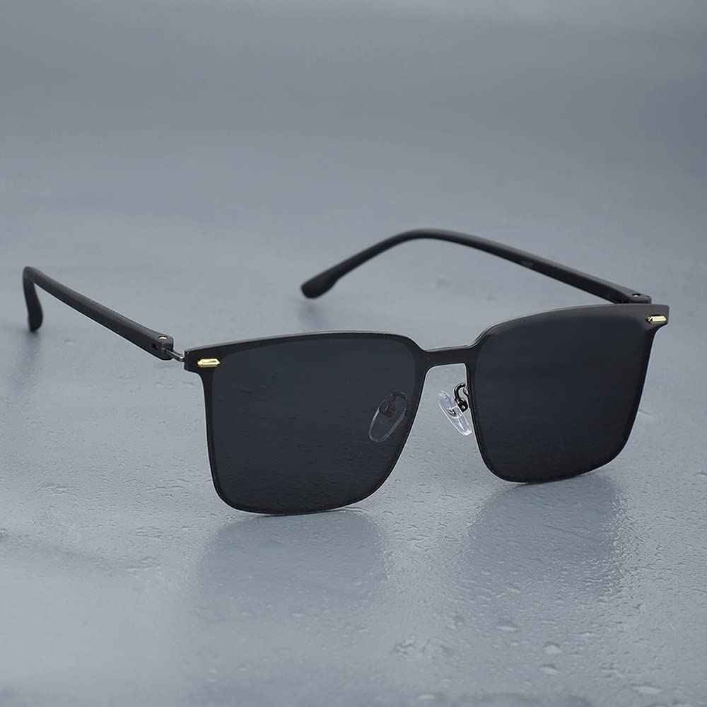 Carlton London-Premium-Men's-Black Toned Polarised and UV Protected Lens Square SunglassesCLSM144 SaumyasStore