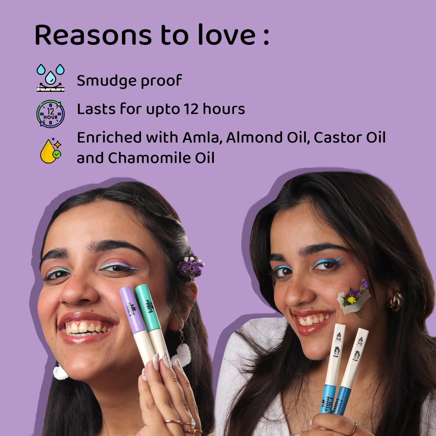 Elitty Red Pop Colour Eyeliner, Metallic Finish | Long Lasting, Water Proof, Smudge Proof | Amla and Almond oil enriched| Vegan & Cruelty Free, Easy Application, Liquid Eyeliner (Lunar Magic) - 4ml - SaumyasStore