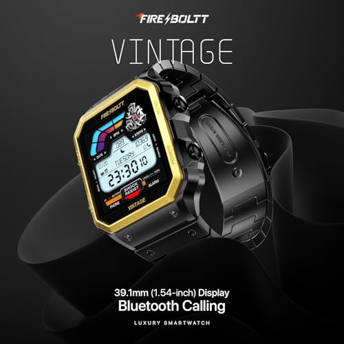 Fire-Boltt Vintage Smartwatch 39.1mm (1.52 inch) TFT Display, Stainless Steel Design, Bluetooth Calling, Multiple Sports Modes, Weather Updates, Smart Reminders SaumyasStore