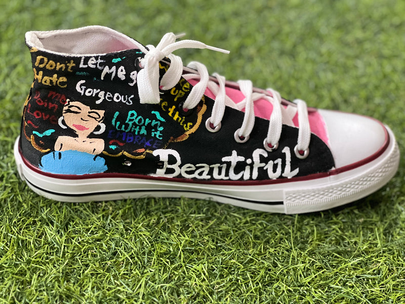 I am BEAUTIFUL Hand Printed Shoe - SaumyasStore