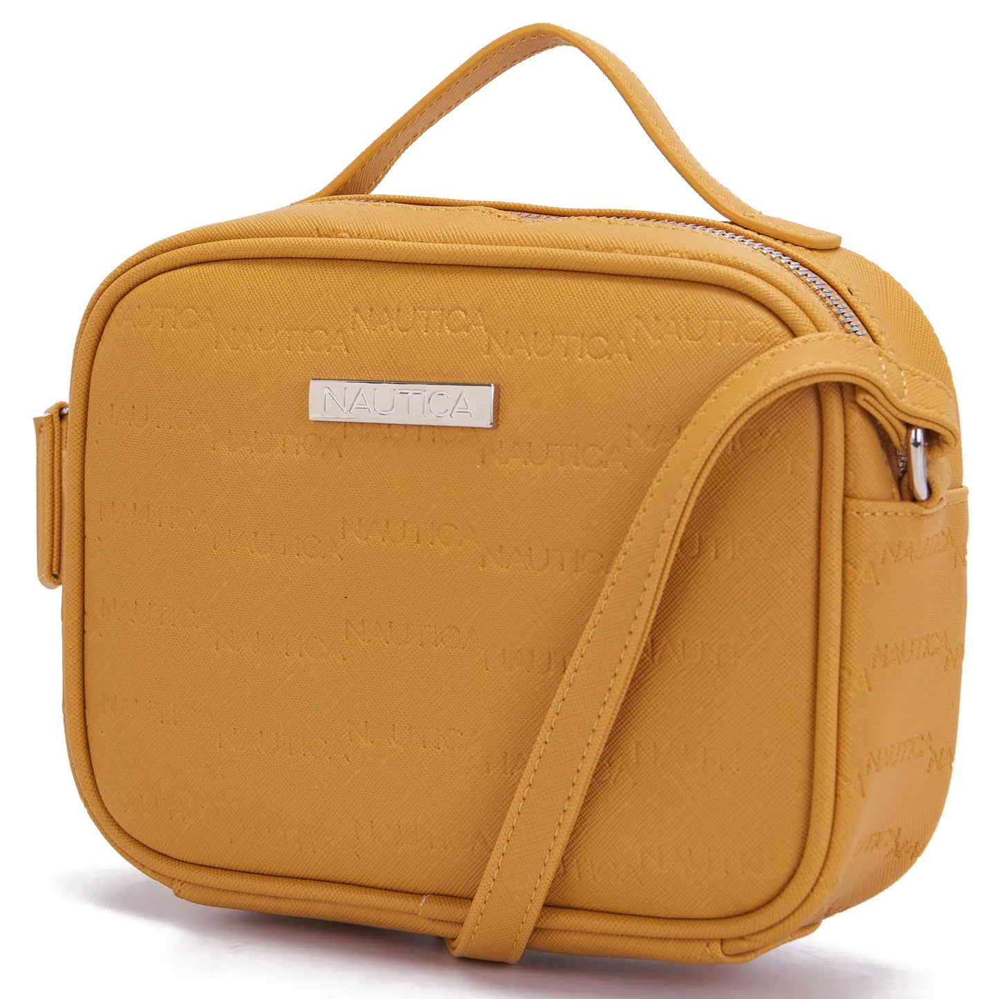 Nautica All Aboard Top-Handle Logo Crossbody White One Size, Tan SaumyasStore