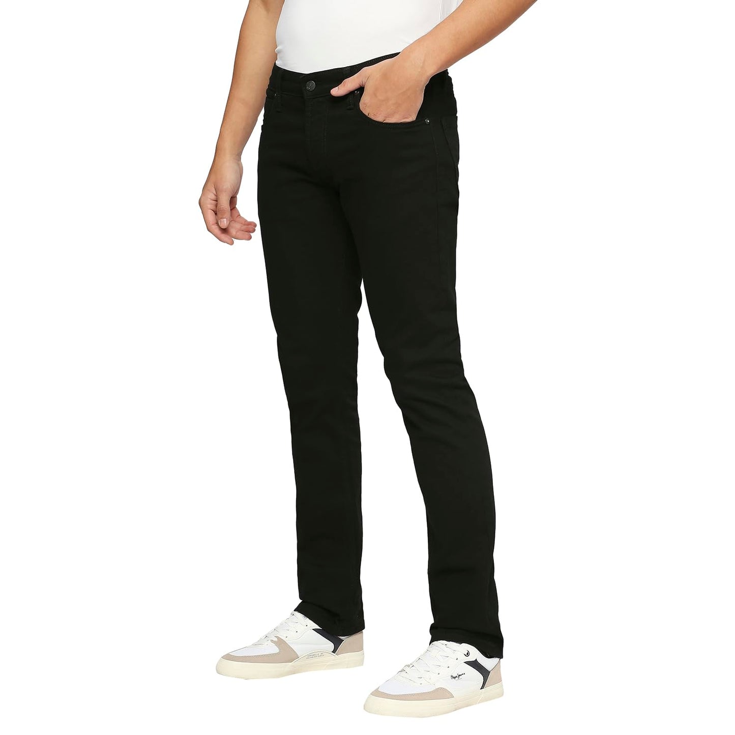 Pepe Jeans Men's Mid Rise Slim Fit Jeans Black SaumyasStore