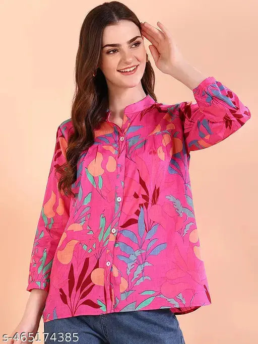 Pink Tie-Dye Crepe Loose Fit Shirt SaumyasStore