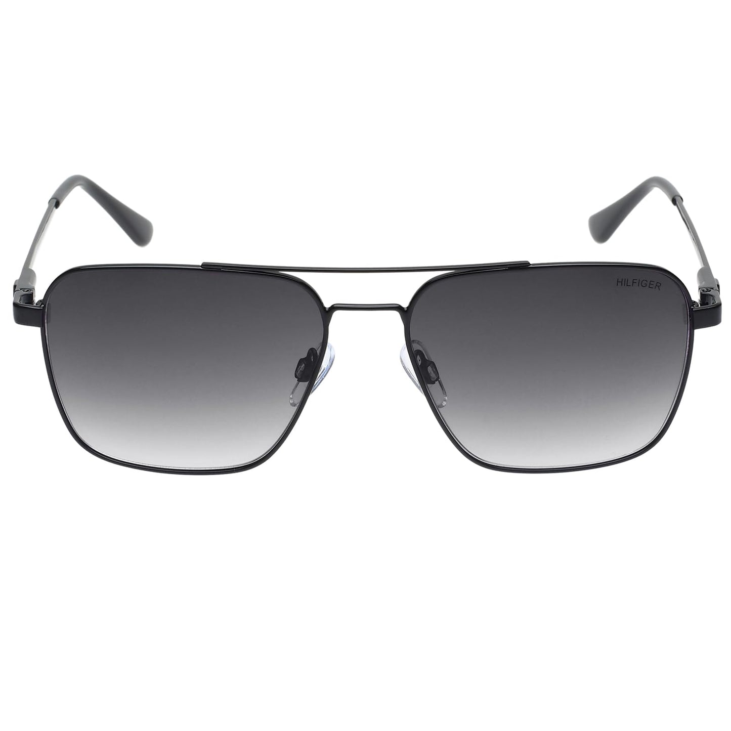 Tommy Hilfiger|Black Full Frame Square Sunglasses|100% UV Protected (Uv 400) Grey Gradient Faded Lens|Men's|Large|TH TROY C1 58 S SaumyasStore