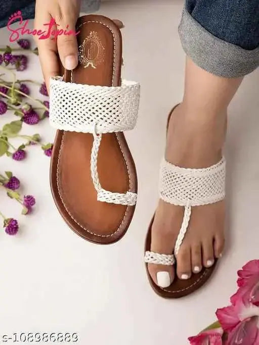 Women White Flats SaumyasStore