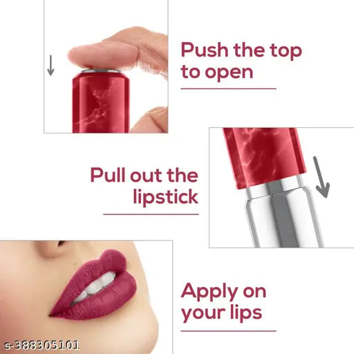 RENEE Marble Lipstick - Rosa, Rich Payoff with high Color Pigment, Moisturizing, Nourishing, Smooth Creamy Matte Finish, Enriched with Shea Butter & Vitamin E, 4Gm